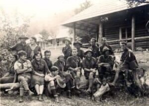 Plast members on scout house “Sokil”, 1926