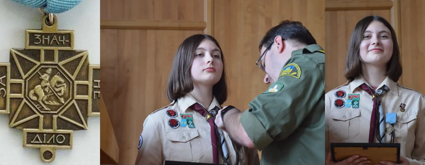 Girl scout Kateryna was awarded a Bronze Cross for Heroic Acts